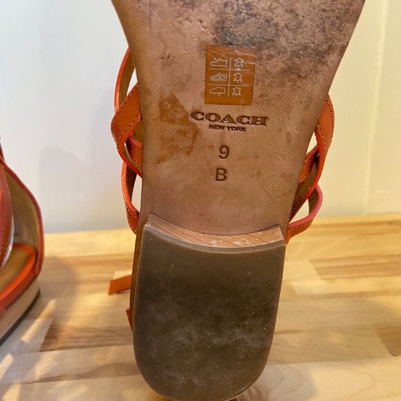 Coach Nillie Gladiator Sandals Size 39 In Burnt Orange Leather With Back Zipper - Picture 10 of 16